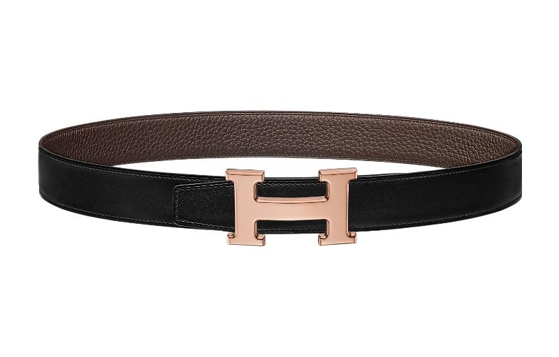 

HERMES Ремень мужской кожаный Constance черный