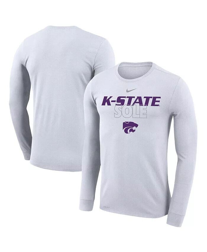 

Мужская белая футболка Kansas State Wildcats On Court Bench с длинным рукавом Nike