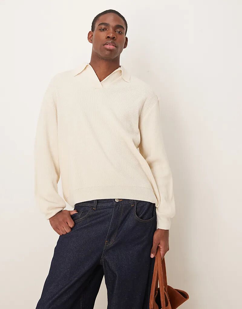 

Рубашка свободного кроя ASOS DESIGN с вырезом-стойкой, цвет экрю