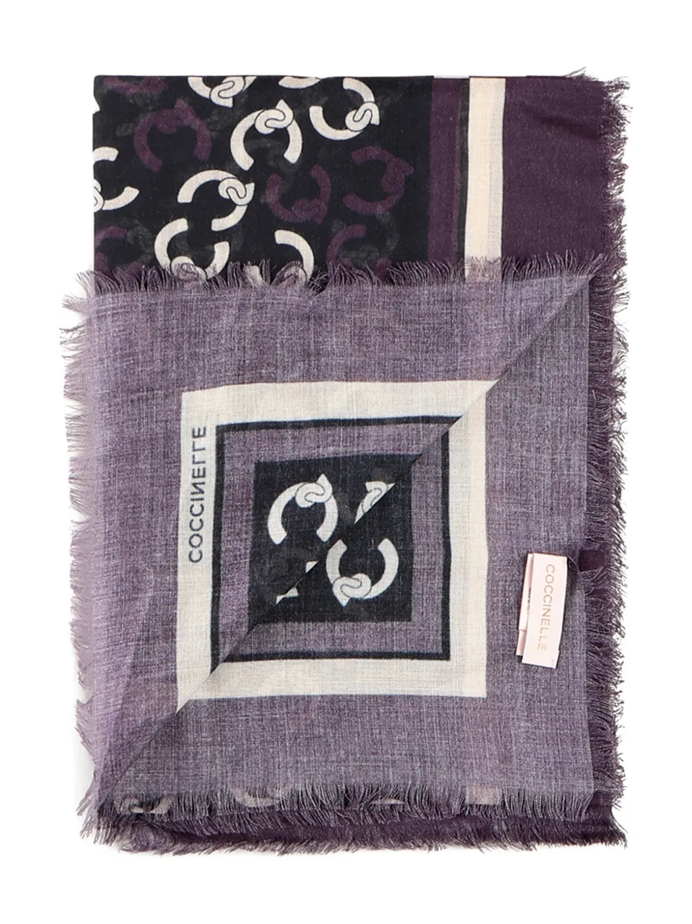 

Шарф с бахромой и узором Coccinelle, фиолетовый