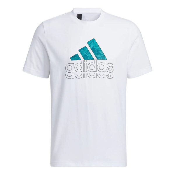 

Футболка adidas Alphabet Logo Printing Athleisure Casual Sports Round Neck Short Sleeve White, мультиколор