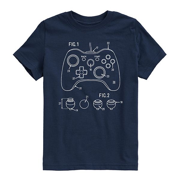 

Футболка с принтом Boys 8-20 game controller diagram Licensed Character, Navy