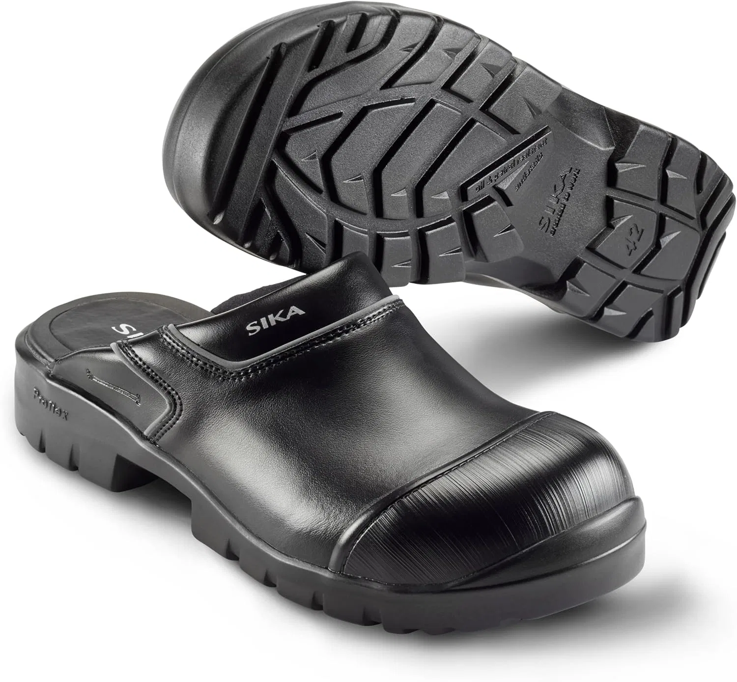 Рабочие сабо SIKA Unisex Proflex Open Safety Clogs, нескользящая полиуретановая подошва, водоотталкивающая кожа Permair, защитный носок ProNose, амортизирующая рабочая обувь для строительства, промышленности и пищевой отрасли, Black