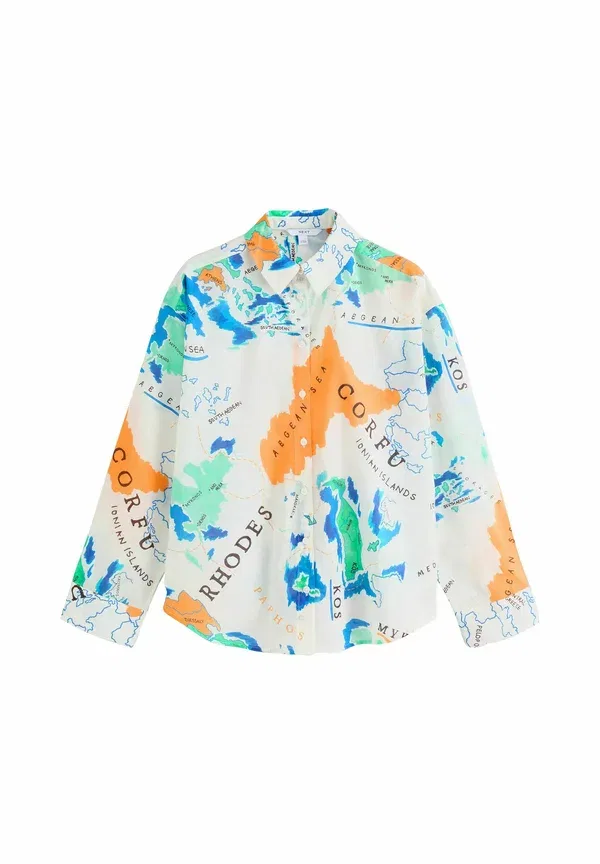 Блуза Next, Button down blouse, цвет эко-голубой с картой — фото 4