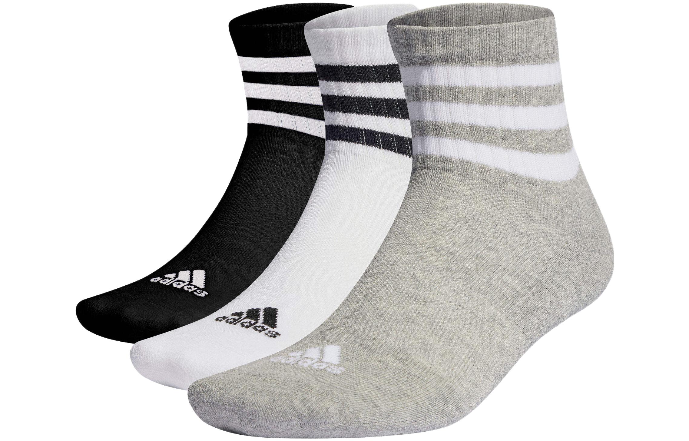 

Унисекс носки до середины икры Adidas, 3 пары (серый+белый+черный)