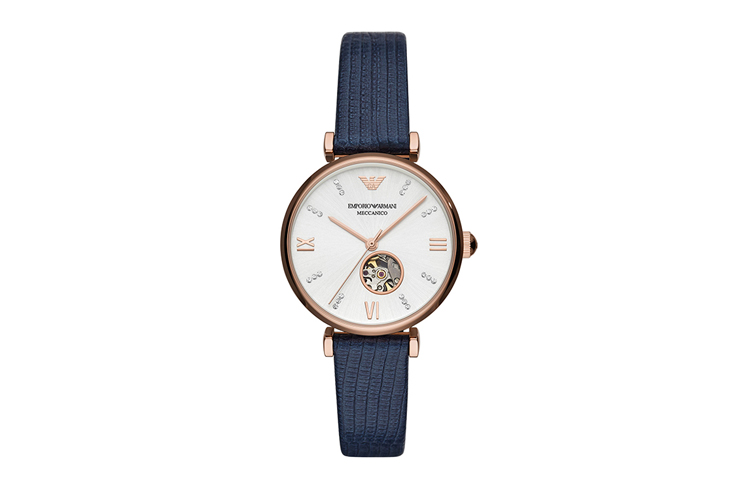 

EMPORIO ARMANI Часы Wrist Watch Automatic Mechanical Movement Leather Strap Silver Dial Women's Watch, Gold
