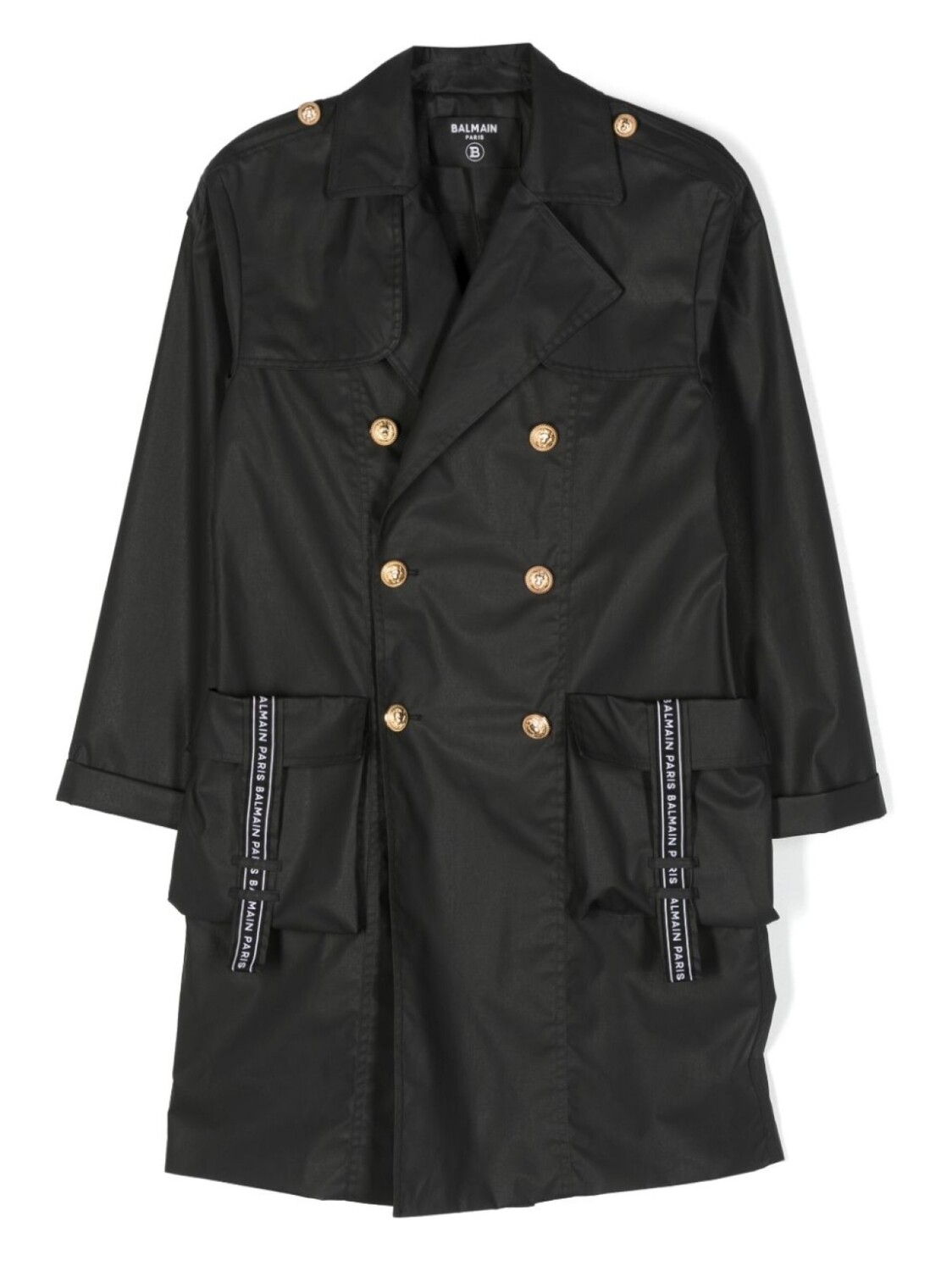 

Balmain Kids двубортный тренч, черный
