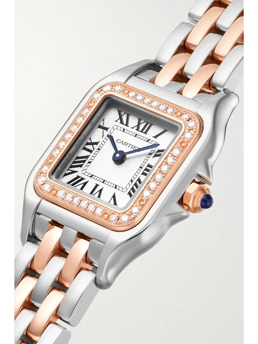 Panthère de CARTIER маленькие 30,3 мм часы из 18-каратного розового золота, нержавеющей стали и бриллиантов — фото 3