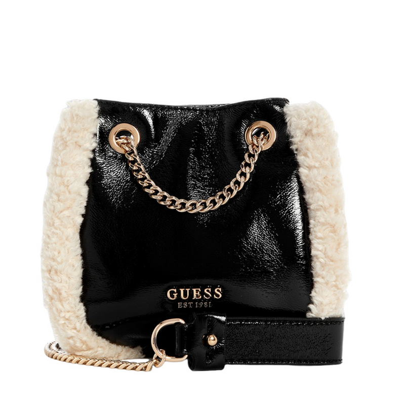 

Guess Сумка-ведро из искусственной кожи, наплечная сумка, средний размер, женская, черная с белым