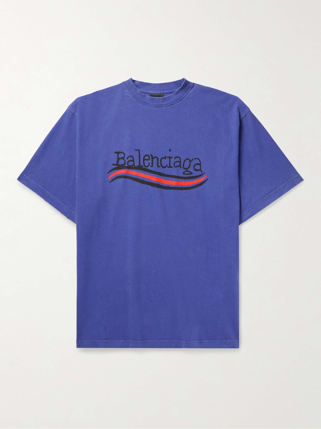 

Футболка оверсайз из хлопкового джерси с логотипом BALENCIAGA, нави
