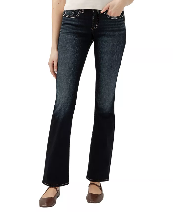 

Женские джинсы Suki Curvy Fit Slim Bootcut со средней посадкой Silver Jeans Co., синий