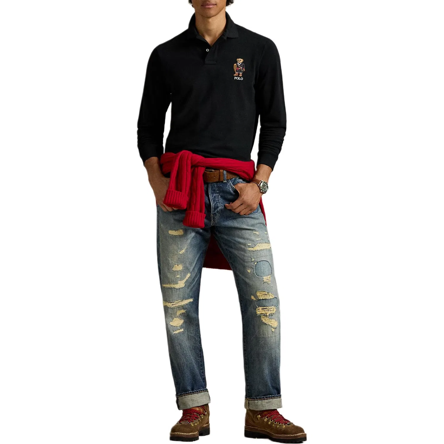 Поло с длинным рукавом Polo Ralph Lauren черное — фото 3