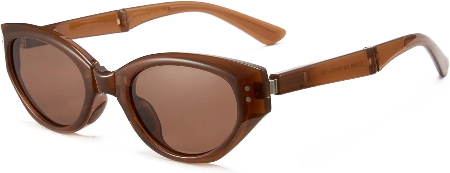 

Складные поляризованные солнцезащитные очки Cyxus «кошачий глаз» для мужчин и женщин, удобные в переноске, с защитой UV400, модель P1181, 05-brown Frame-brown Lens