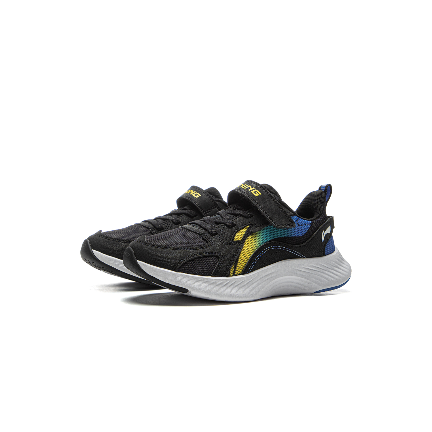 LINING YOUNG Спортивная коллекция low-top детские повседневные кроссовки black/rainbow blue kids' — фото 4