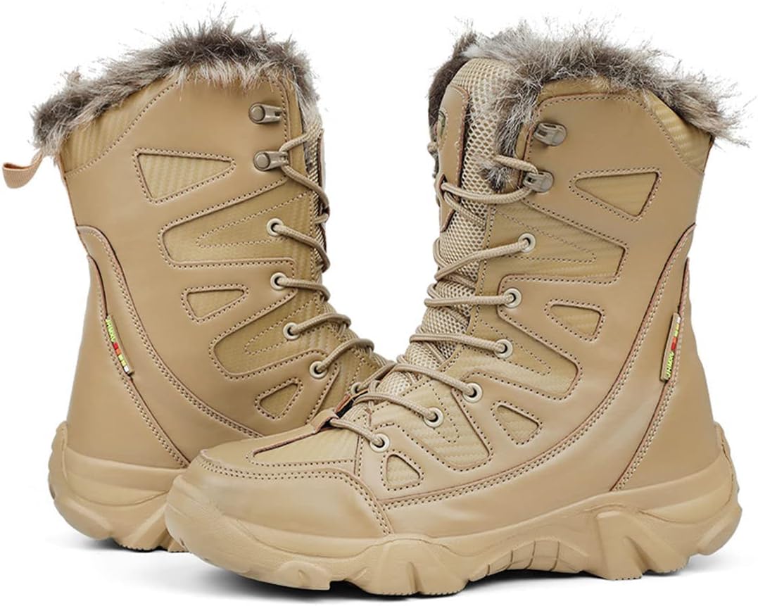 

Мужские зимние снегоступы Kervaky, ботинки с искусственным мехом, противоскользящие, водоотталкивающие, теплые и удобные, для кемпинга и походов, бежевый