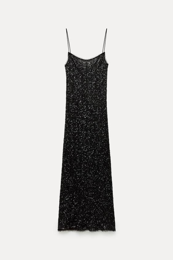 

Платье Zara Zw Collection Sequinned Slip, коричневый