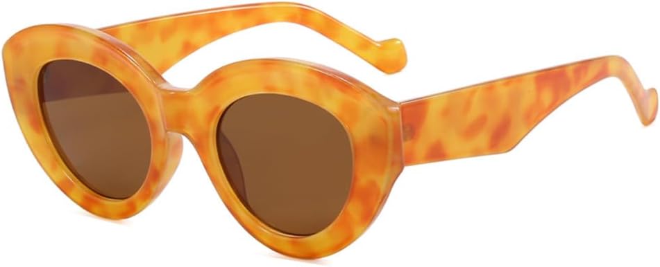 

Крупные солнцезащитные очки в толстой оправе «кошачий глаз» для женщин, мужчин и панков, с защитой от УФ-излучения UV400, подходят для езды на велосипеде, вождения и активного отдыха на природе UYPTK, Orange Leopard Brown