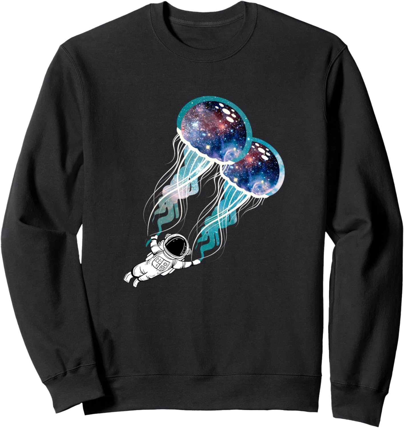 

Толстовка с изображением космического космонавта, медузы, галактики, дайвера и серфера Universe Alien Galaxy Surfing Gift, черный