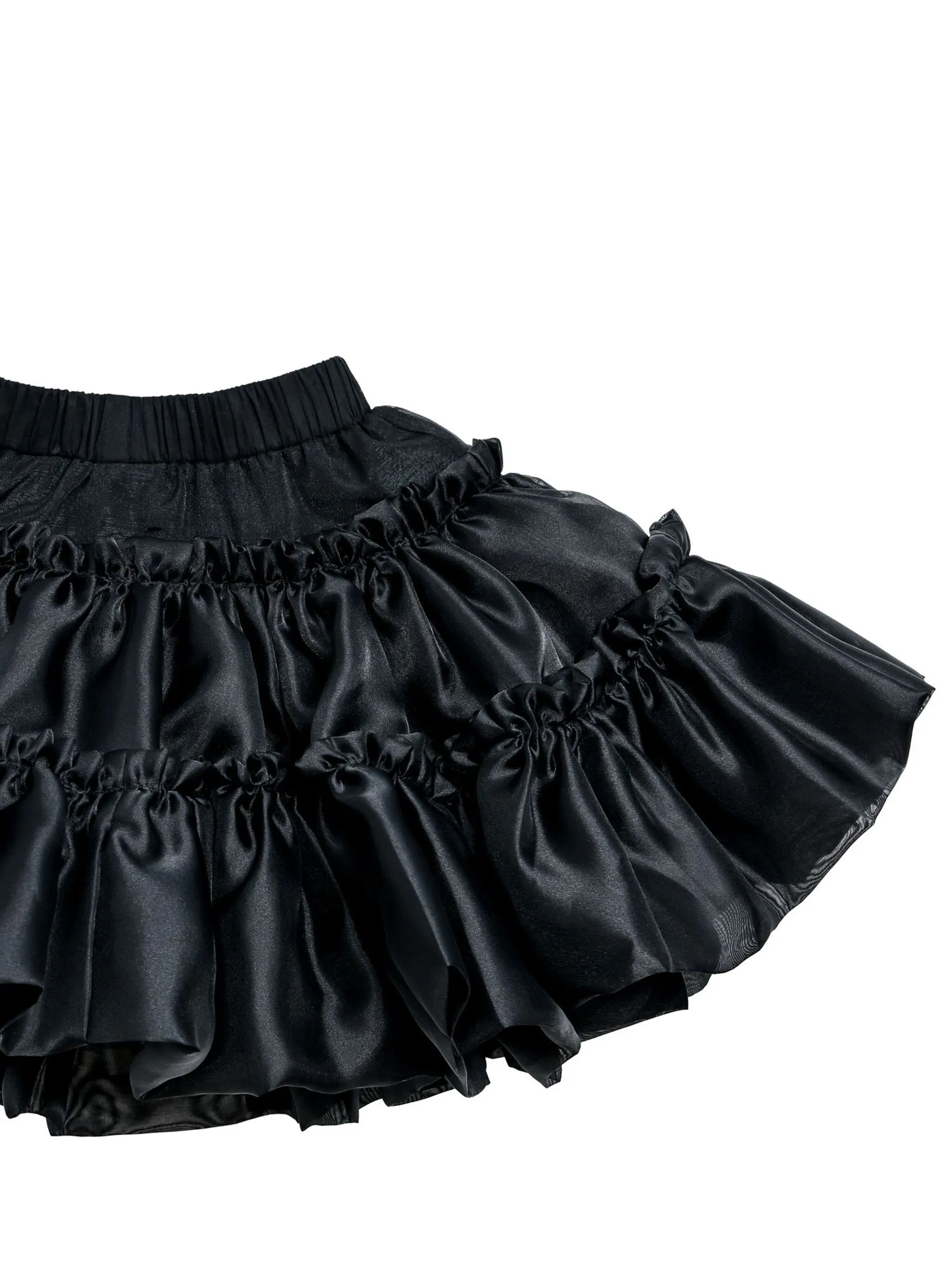 Атласная юбка-шорты с оборками Mimi Tutu, черный — фото 2