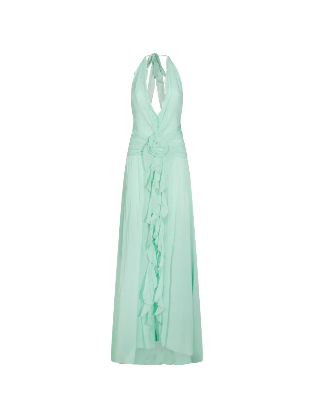 

Платье с рюшами и цветочными аппликациями Blumarine, зеленый