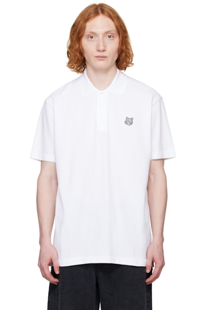 

Поло Comfort с нашивкой в ​​виде головы белой лисы Maison Kitsuné