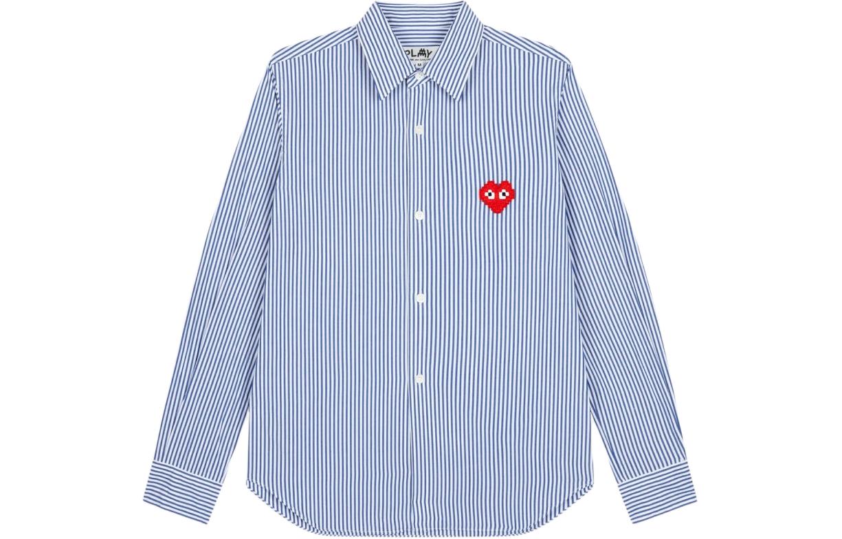 

CDG Play Рубашка Comme Des Garcons Play X Invader женская с широкими полосками синяя