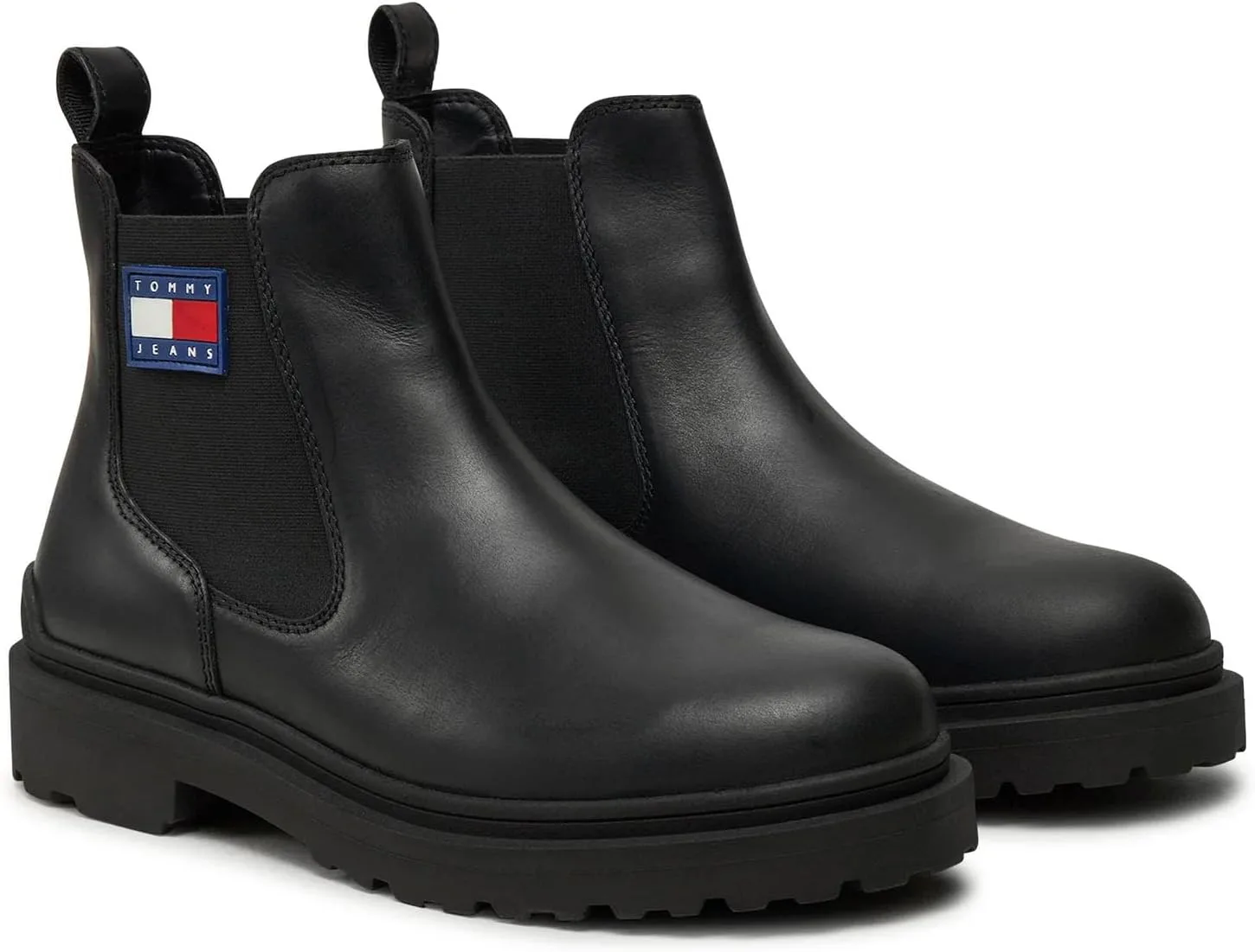 Мужские кожаные ботинки Tommy Jeans с логотипом, черный — фото 2