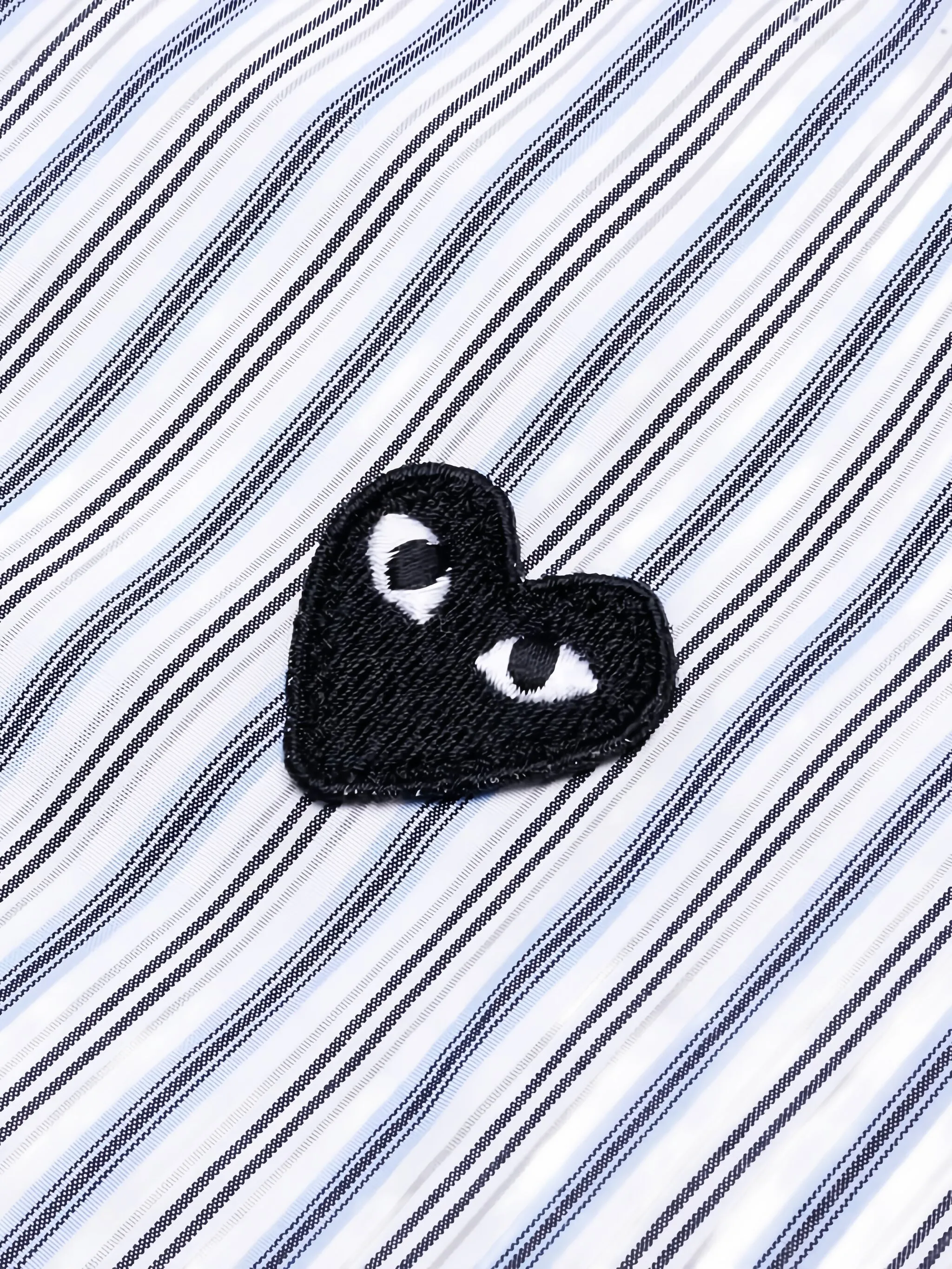 Полосатая рубашка с логотипом Comme Des Garçons Play Kids, синий — фото 3