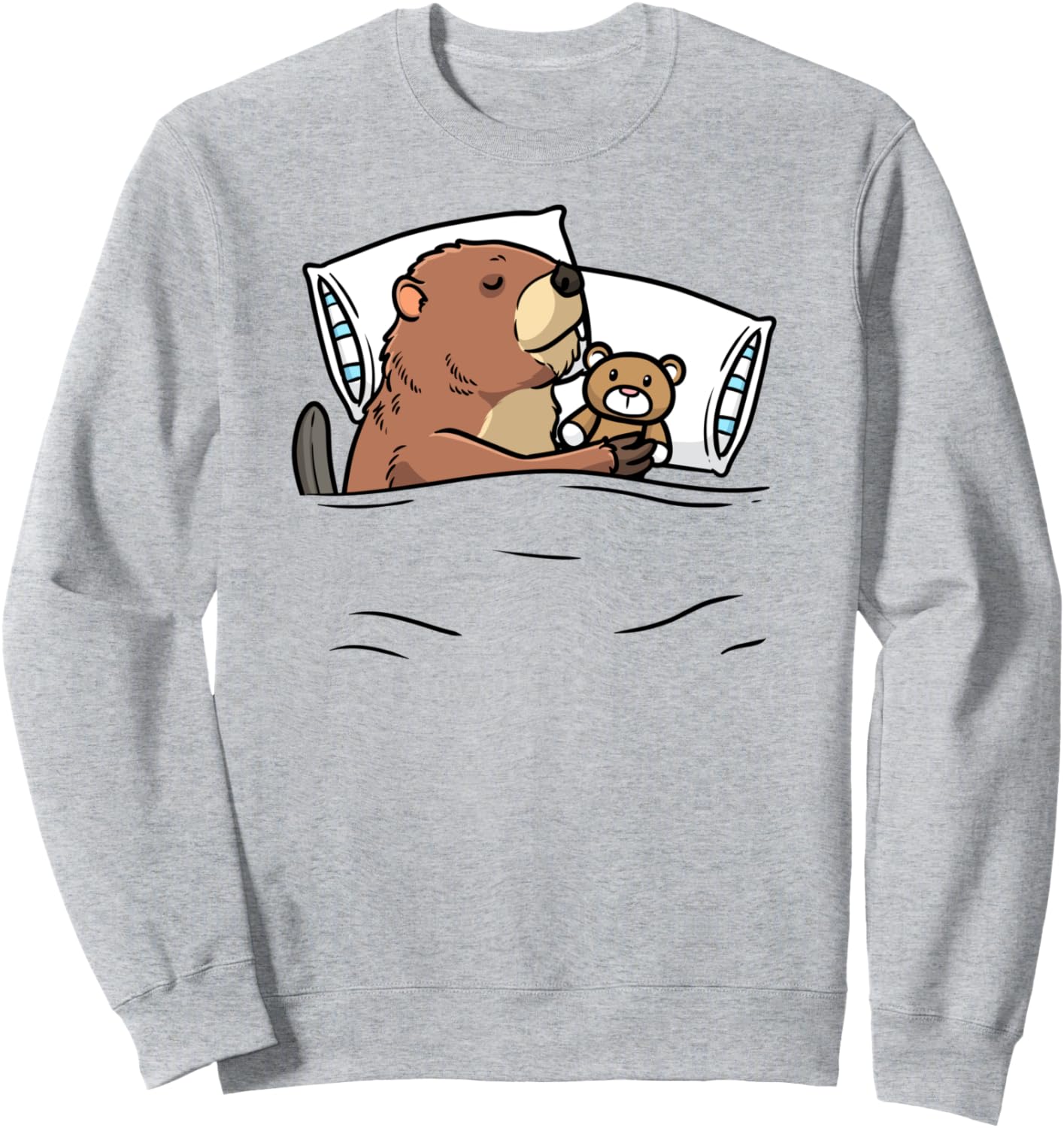 

Мягкая толстовка с изображением спящего бобра и грызуна, серая Thabeaverthem