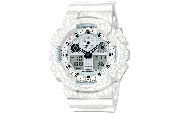 

CASIO Мужские часы с двойным жидкокристаллическим/аналоговым дисплеем, белые, GA-100CG-7A