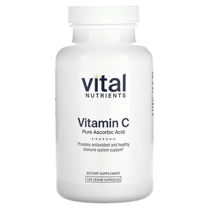 

Vital Nutrients, Витамин C, 2000 мг, 120 веганских капсул (1000 мг в каждой капсуле)