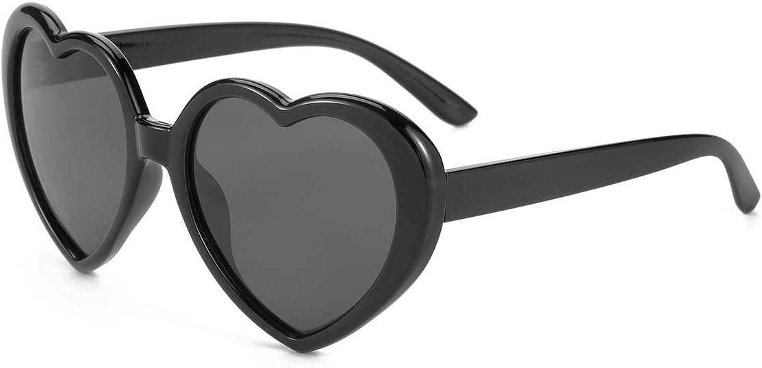 

Поляризованные солнцезащитные очки JOVAKIT в форме сердца для женщин, винтажный стиль, очаровательные ретро-очки большого размера, линзы с защитой от УФ-излучения UV400, 02 Black/Grey