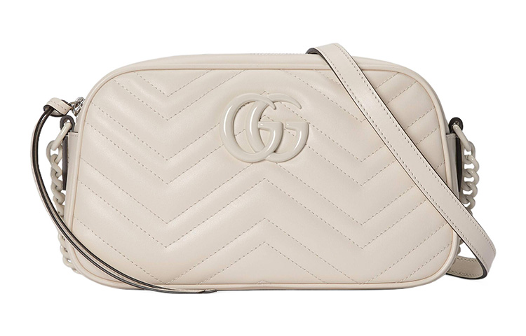 

GUCCI Сумка GG Marmont из кожи через плечо, женская белая