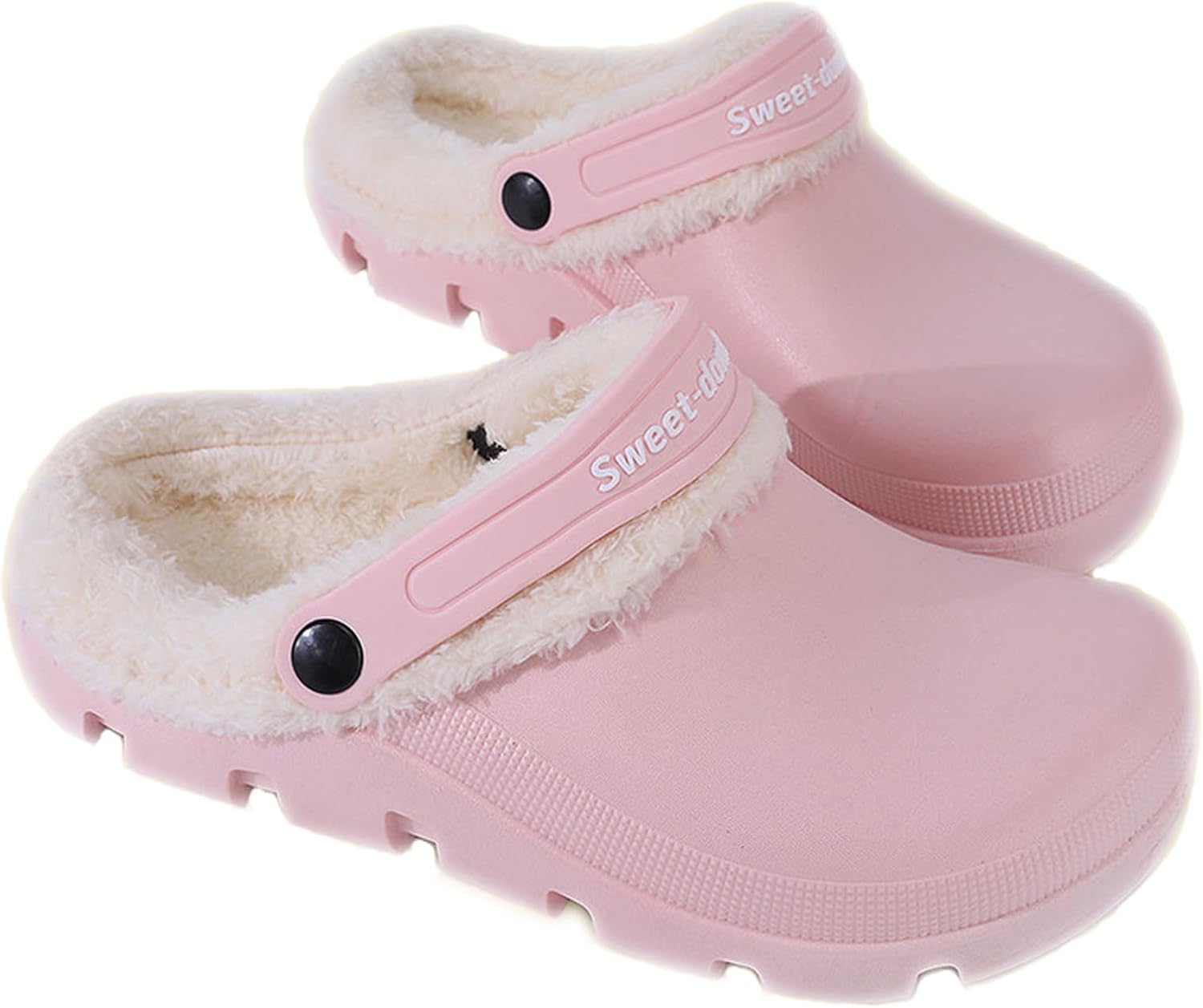 

Садовые сабо Fdskwky с мехом для дома: теплые меховые тапочки для женщин и мужчин на зиму, унисекс, нескользящие, для дома и улицы, розовый