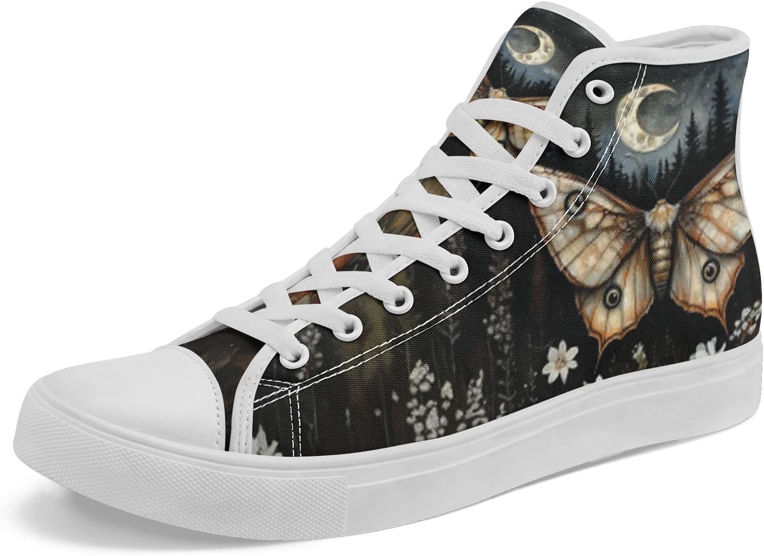 

Кроссовки на высокой подошве AWSOLE Fashion из канвы для мужчин и женщин, унисекс, с принтом пчелы, бабочки, луны и цветов, легкие повседневные обувь на плоской подошве, белый/черный/бежевый/коричневый/светло-серый