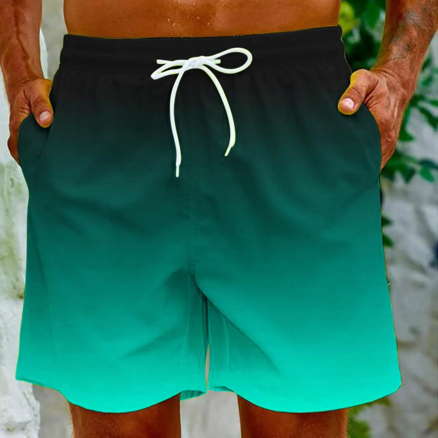 Мужские спортивные шорты с градиентным принтом, Mint Green — фото 4
