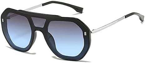 

Солнцезащитные очки Polygon для женщин, ретро-заклепки, прозрачные линзы с градиентом Ocean, солнцезащитные очки для мужчин, цельные солнцезащитные очки MTZJH, Black Gray Blue