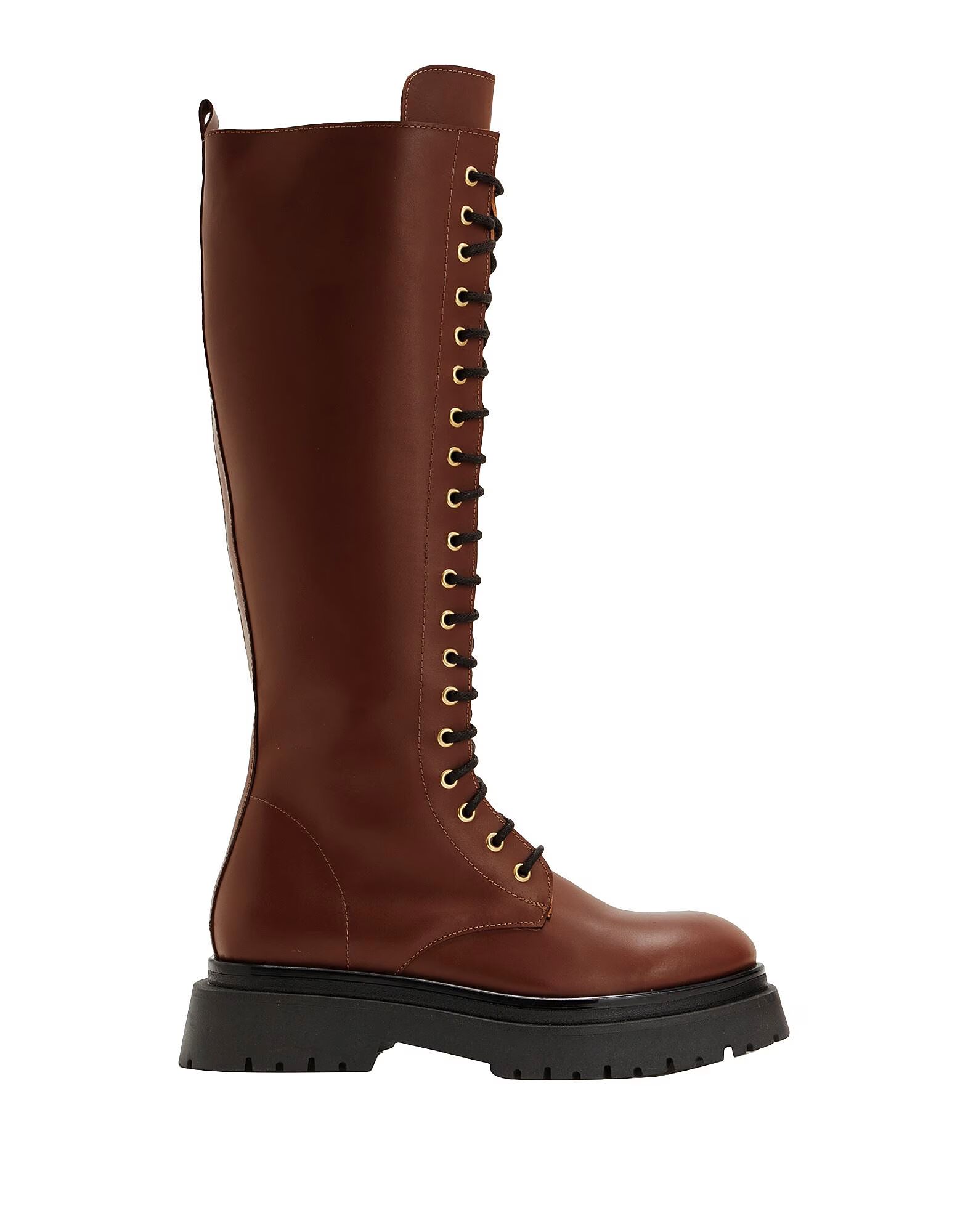 Ботинки Leather Lace-Up Tall Boots 8 By Yoox, коричневый