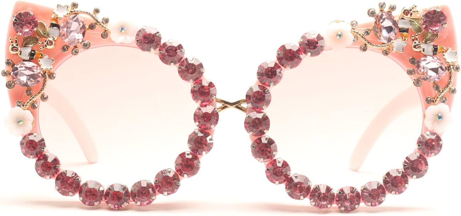 

Крупные солнцезащитные очки с бриллиантами, женские солнцезащитные очки «кошачий глаз» со стразами, винтажные женские сверкающие солнцезащитные очки для вечеринок mincl, Pink