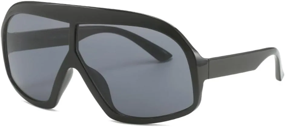 

Большие цельные солнцезащитные очки для женщин, большие солнцезащитные очки-щитки для мужчин, очки для защиты от УФ-излучения для активного отдыха MTZJH, Black