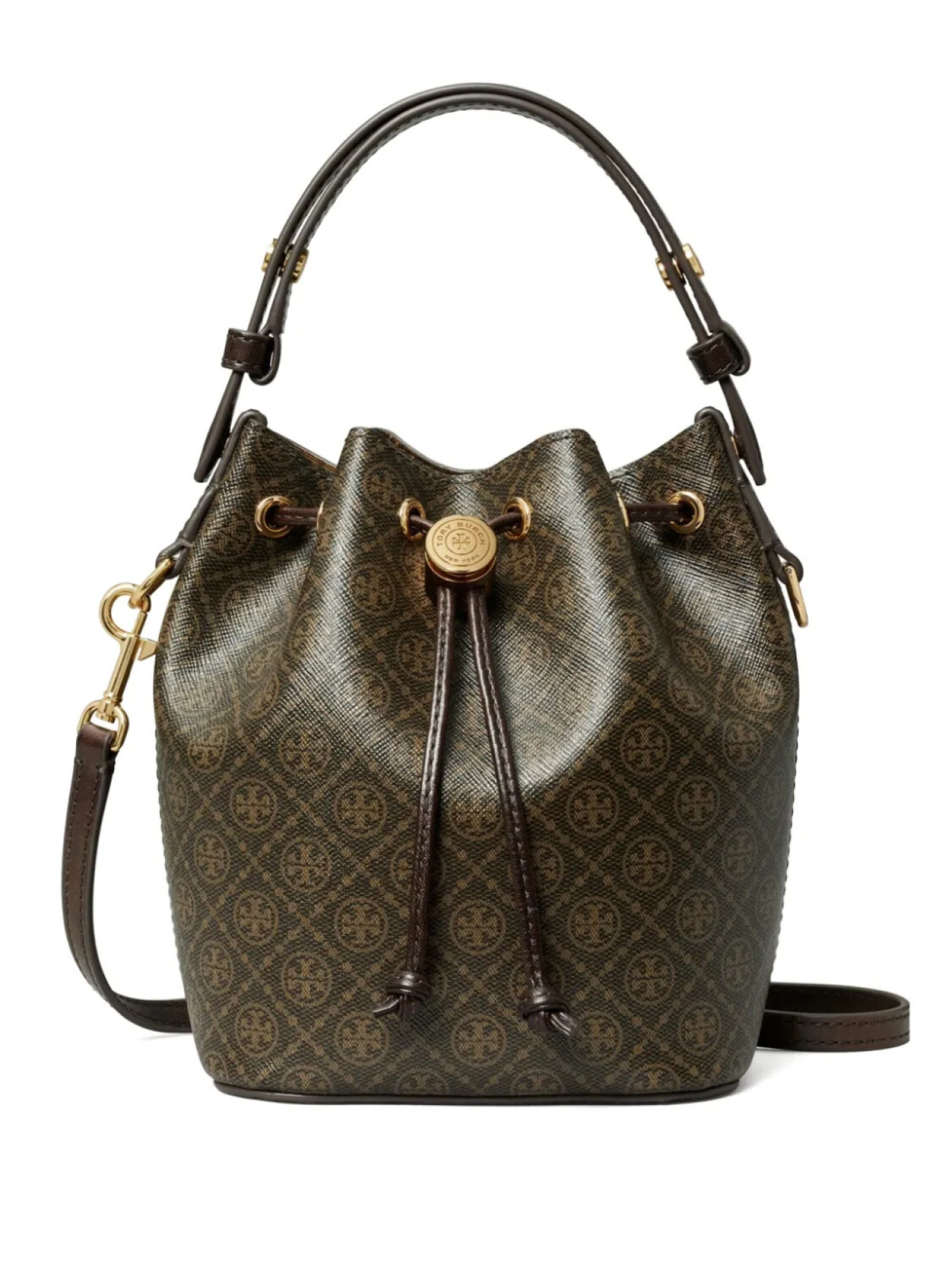 

Tory Burch сумка-ведро T Monogram размера мини, коричневый