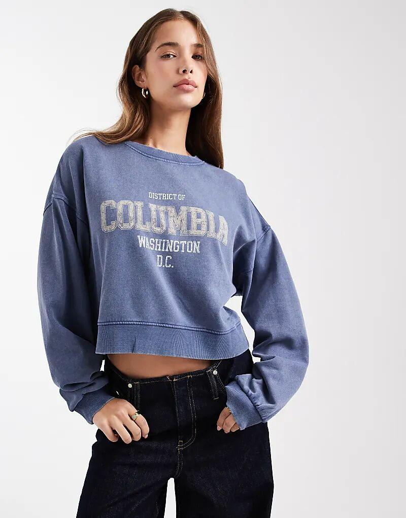 

Толстовка Mango Teen Columbia с принтом в цвете «выбеленный синий»