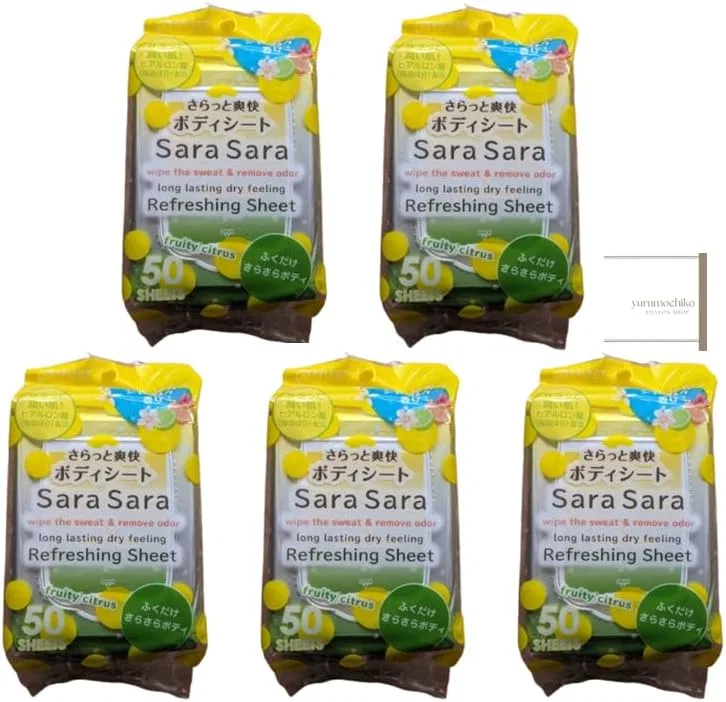 Дезодорант-салфетки для тела освежающие Sara Sara Body Sheet, с фруктово-цитрусовым ароматом, 50 шт x 5 упаковок