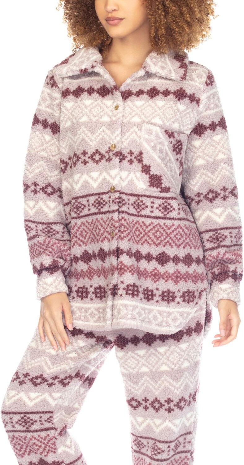 

Флисовая рубашка на пуговицах Cosy Night из шерпы Honeydew Intimates, цвет Beloved Geo