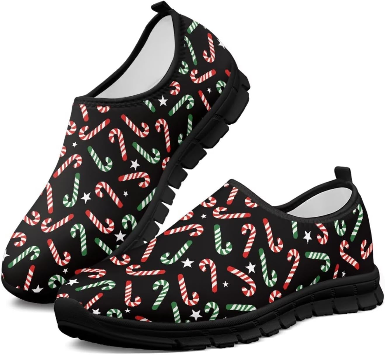 

Рождественские кроссовки для женщин для бега по дороге, ходьбы и тенниса, дышащие легкие обувь, подарок для семьи Chririnla, Colorful Candy Candy Cane