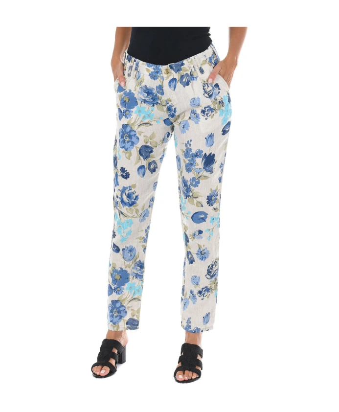 

Льняные брюки с цветочным узором и застежкой на пуговицы. Met, мультиколор