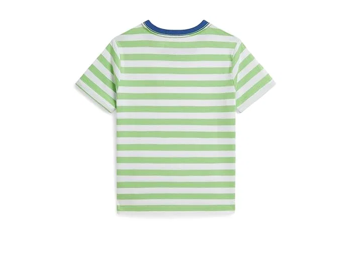 Футболка поло с полоской модель Striped Cotton Jersey Pocket Tee Polo Ralph Lauren Kids, Parakeet/White — фото 2