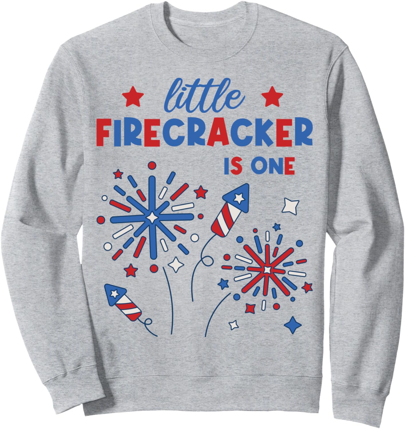 

Толстовка для вечеринки в честь первого дня рождения «Маленькому Фейерверку исполнился ОДИН год» в стиле Дня независимости США Family Look 1 Year Old Fireworks Decorations Gifts, серый