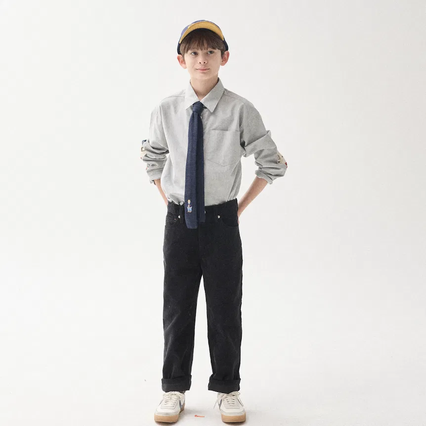 Детские чёрные вельветовые брюки Oopsmyboy New Corduroy