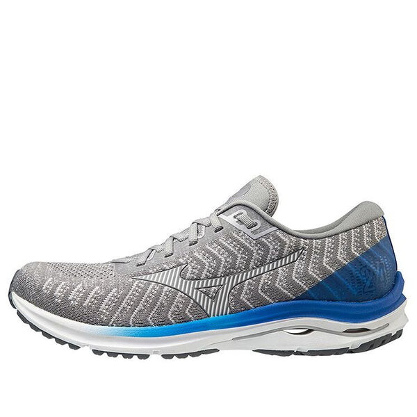 

Кроссовки wave rider 24 waveknit 'grey blue' Mizuno, серый